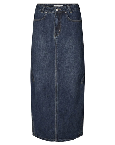 Rabens Saloner - Joella Patchwork Denim Nederdel - Dark Washed Indigo | Shop her